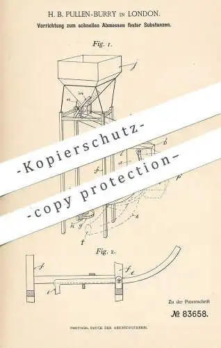 original Patent - H. B. Pullen Burry , London , England  1895 , Gewicht Abmessen | Waage | Waagen | Wiegen | Waagebalken