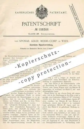 original Patent - Von Sponar , Adler , Merbs Comp. , Wien , Österreich , 1897 , Eisenbahn - Signal | Alarm , Lokomotive