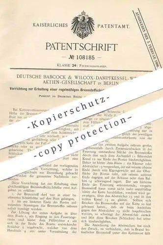 original Patent - Deutsche Babcock & Wilcox Dampfkessel Werke AG Berlin 1898 , Brennstoffschichthöhe bei Feuerung | Ofen