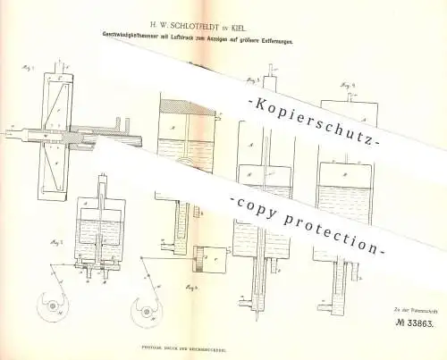 original Patent - H. W. Schlotfeldt , Kiel , 1885 , Geschwindigkeitsmesser mit Luftdruck | Tachometer | Zentrifuge !!!