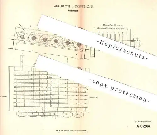 original Patent - Paul Drost , Zabrze , Schlesien , 1895 , Kaliberrost | Kaliber - Rost | Walze , Walzen | Erz , Erze !