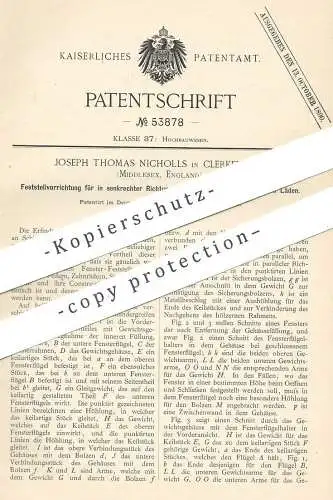 original Patent - Joseph Thomas Nicholls , Clerkenwell , Middlesex , England , 1889 , Feststellen von Türen , Fenster !!