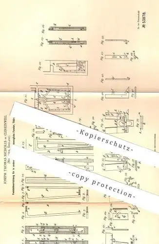 original Patent - Joseph Thomas Nicholls , Clerkenwell , Middlesex , England , 1889 , Feststellen von Türen , Fenster !!