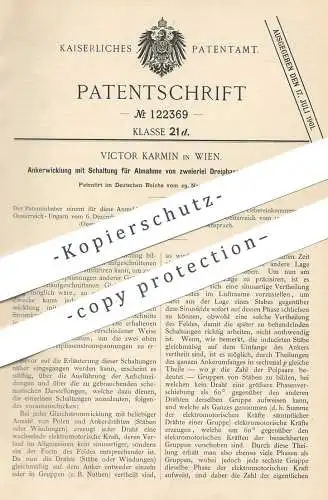 original Patent - Victor Karmin , Wien , Österreich , 1900 , Ankerwicklung mit Schaltung für Abnahme von Dreiphasenstrom