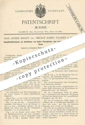 original Patent - Paul Alfred Mallet , Tiburce Albert Pagniez , Paris , Frankreich | Destillation v. Flüssigkeit per Gas