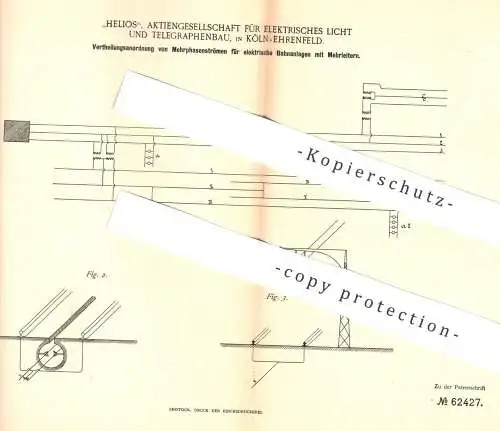 original Patent - Helios AG für Elektrisches Licht & Telegraphenbau , Köln / Ehrenfeld , 1888 , elektrische Bahnanlagen