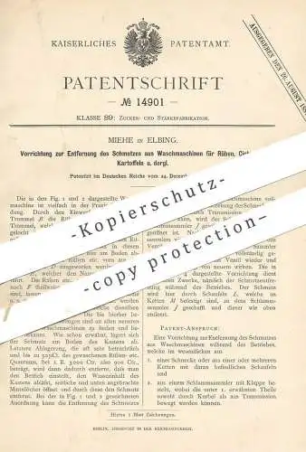 original Patent - Miehe , Elbing , 1880 , Reinigen der Waschmaschinen für Rüben , Kartoffeln | Zucker , Zuckerfabrik !