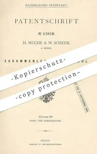 original Patent - H. Muche & W. Schenk , Neisse , 1880 , Zusammenlegbarer Stuhl | Stühle , Hocker , Schemel , Tischler