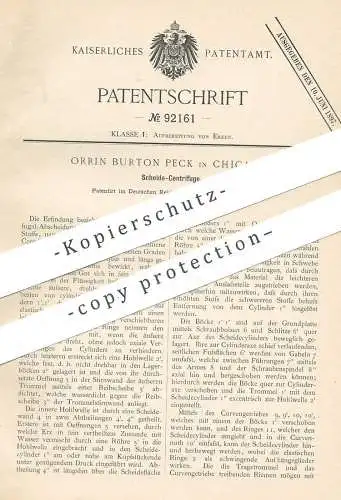 original Patent - Orrin Burton Peck , Chicago , USA , 1895 , Scheide - Zentrifuge | Erz , Erze | Zentrifugen !!