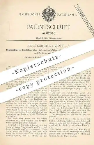 original Patent - Julius Köhler , Limbach , 1894 , Nähmaschine | Nähmaschinen | Ziernaht | Schneider , Schneiderei !!!