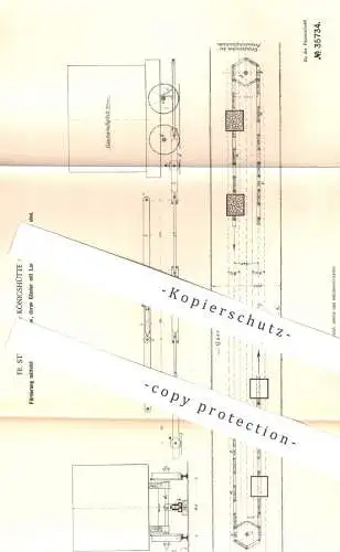 original Patent - Fr. Steinhoff , Königshütte / Schlesien , 1885 , Förderung mittels Kette | Bergbau , Bergwerk !!!