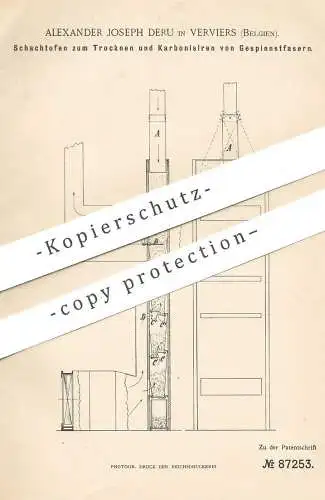 original Patent - Alexander Joseph Deru , Verviers , Belgien , 1895 , Schachtofen | Ofen | Gespinnstfasern , Fasern