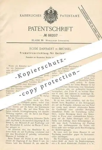 original Patent - Egide Dansaert , Brüssel , 1894 , Tremuliervorrichtung für Saiteninstrumente | Musikinstrument , Cello