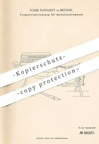 original Patent - Egide Dansaert , Brüssel , 1894 , Tremuliervorrichtung für Saiteninstrumente | Musikinstrument , Cello