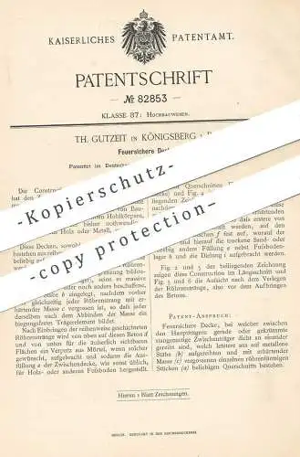 original Patent - Th. Gutzeit , Königsberg / Preussen , 1895 , Feuersichere Decke | Feuerwehr , Feuerwehrmann , Feuer