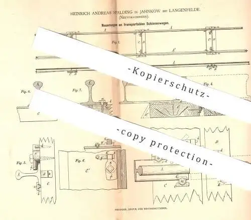 original Patent - Heinrich Andreas Spalding , Jahnkow / Langenfelde , Mecklenburg Vorpommern | Schienenweg | Schienen