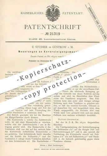 original Patent - E. Studier , Güstrow / Mecklenburg , 1882 , Korn - Reinigungsmaschine | Getreide , Stroh , Mühle !!!