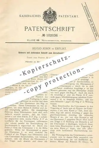 original Patent - Hugo John , Erfurt 1898 , Schere zum Schneiden von Eisen | Blechschere , Scheren , Messer , Werkzeug