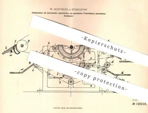 original Patent - W. Hoettecke , Düsseldorf 1900 , Plättmaschine | Gewebe plätten | Bügeln , Mangel , Wäsche , Wäscherei