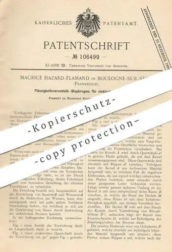 original Patent - Maurice Hazard Flamand , Boulogne Sur Seine , Frankreich , 1898 , Flüssigkeitsverschluss - Diaphragma