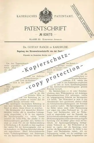 original Patent - Dr. Gustav Rasch , Karlsruhe , 1895 , Regelung von Stromverbrauch | Stromzähler , Strom , Elektriker !