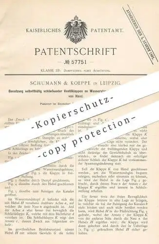 original Patent - Schumann & Koeppe , Leipzig , 1890 , Ventilklappen am Wasserstandsanzeiger | Ventil | Dampfkessel !!!