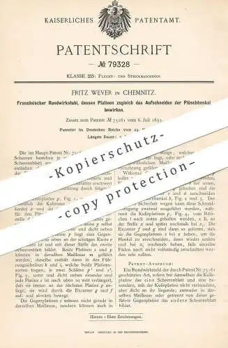 original Patent - Fritz Wever , Chemnitz , 1894 , Französischer Rundwirkstuhl | Wirkstuhl | Schere , Kulier - Platine !!