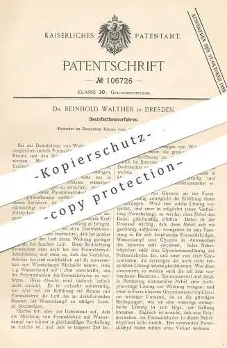 original Patent - Dr. Reinhold Walther , Dresden  1897 , Desinfektionsverfahren | Desinfektion | Desinfizieren , Medizin