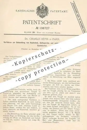 original Patent - Dr. Charles Répin , Paris Frankreich , 1898 , Behandlung von Kautschuk , Guttapercha , Gummi | Tungöl