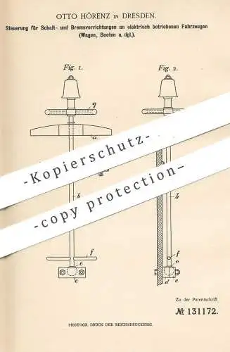 original Patent - Otto Hörenz , Dresden , 1900 , Steuerung für Schaltung u. Bremse an elektr. Waage , Boot , Fahrzeug