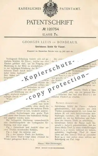 original Patent - Georges Lluis , Bordeaux , Frankreich , 1900 , Getriebenes Schild für Fässer | Fass , Wein , Weine