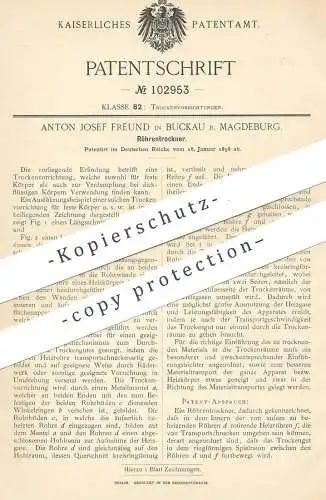 original Patent - Anton Josef Freund , Magdeburg / Buckau , 1898 , Röhrentrockner | Rohr , Rohre , Heizrohr | Verdampfer