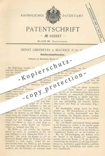 original Patent - Henry Obermeyer , Beatrice , USA , 1898 , Rotationsdampfmaschine | Rotation | Dampfmaschine | Motor !!