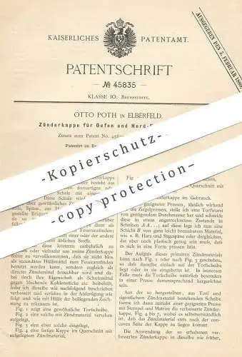 original Patent - Otto Poth , Elberfeld 1888 , Zünderkappe für Öfen u. Herd - Feueranzünder | Ofen Anzünder | Brennstoff