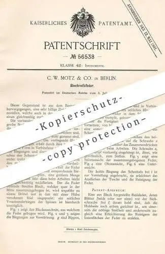 original Patent - C. W. Motz & Co. , Berlin , 1890 , Blechreissfeder | Blech - Reißfeder | Ziehfeder | Feder | Messer