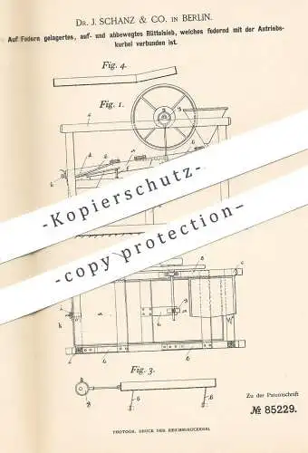 original Patent - Dr. J. Schanz & Co. , Berlin  1895 , Rüttelsieb mit Antriebskurbel | Sieb mit Antrieb | Siebe , Sieben