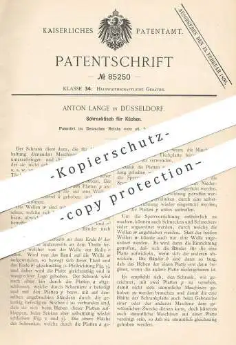 original Patent - Anton Lange , Düsseldorf , 1895 , Schranktisch für Küchen | Schrank , Tisch , Möbel , Küchenschrank !