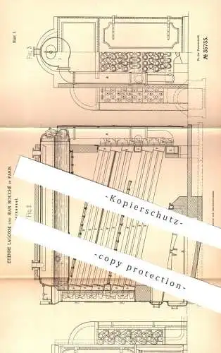original Patent - Etienne Lagosse , Jean Bouché , Paris , Frankreich , 1885 , Gliederkessel | Kessel , Dampfkessel !!!