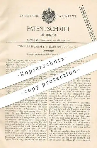 original Patent - Charles Humfrey , Northwich , England , 1898 , Gaserzeuger | Gas , Brenner , Gase | Luft , Beleuchtung