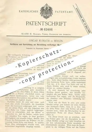 original Patent - Oscar Kunath , Berlin , 1891 , Herst. vielfarbiger Muster auf Stoff | Stoffe , Gewebe , Schneider !!!