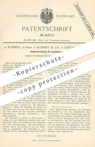 original Patent - A. Kuhnert & Co. , Dresden / Löbtau 1888 , Regulierung für Achsialturbine | Turbine , Turbinen , Motor