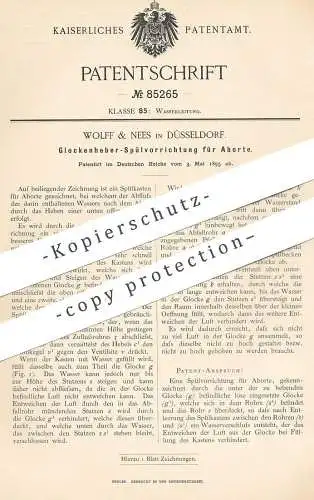 original Patent - Wolff & Nees , Düsseldorf , 1895 , Glockenheber Spülung für Abort | WC , Kloset , Toilette , Klempner