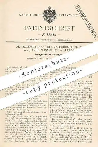 original Patent - AG Maschinenfabrik Escher Wyss & Co. , Zürich , 1895 , Wendegetriebe für Regulator | Getriebe | Motor