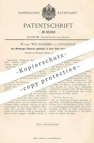 original Patent - Wivi Nordberg , Stockholm , Schweden , 1895 , Bett & Stuhl aus Nürnberger Scheren | Möbel , Möbelbauer