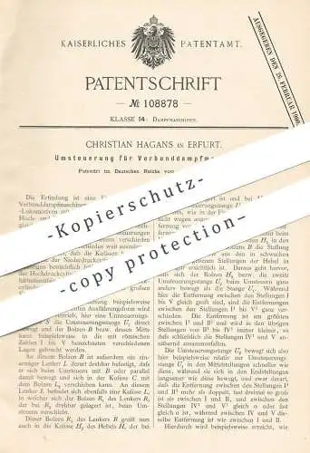 original Patent - Christian Hagans , Erfurt 1899 , Umsteuerung für Verbunddampfmaschine | Dampfmaschine , Dampfmaschinen