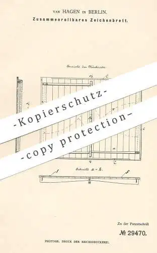 original Patent - Van Hagen , Berlin , 1884 , Zeichenbrett | Schreibbrett | Bauzeichner , Zeichnen , Zeichner , Tafel