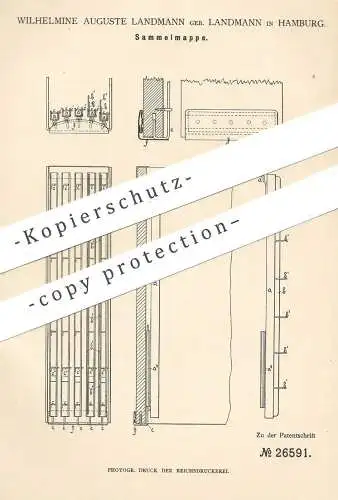 original Patent - Wilhelmine Auguste Landmann , Hamburg  1883 , Sammelmappe | Mappe , Ordner , Buchbinder , Buchbinderei