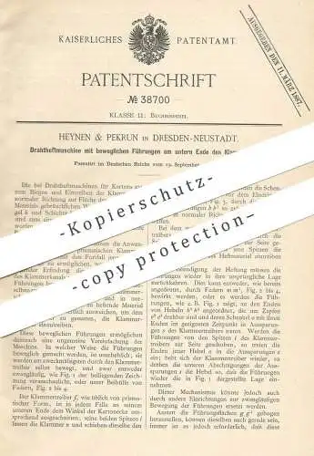 original Patent - Heynen & Pekrun , Dresden Neustadt 1886 , Drahtheftmaschine | Buchbinder , Buchbinderei , Buch heften