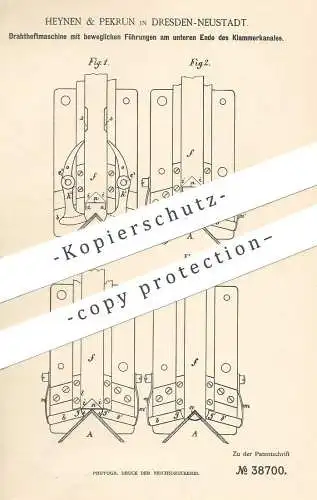 original Patent - Heynen & Pekrun , Dresden Neustadt 1886 , Drahtheftmaschine | Buchbinder , Buchbinderei , Buch heften