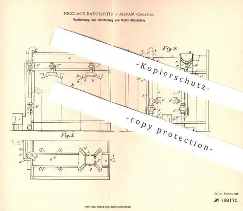 original Patent - Nicolaus Radulovits , Agram , Kroatien , 1903 , Herstellung von Natur - Kristalleis | Kristall - Eis !